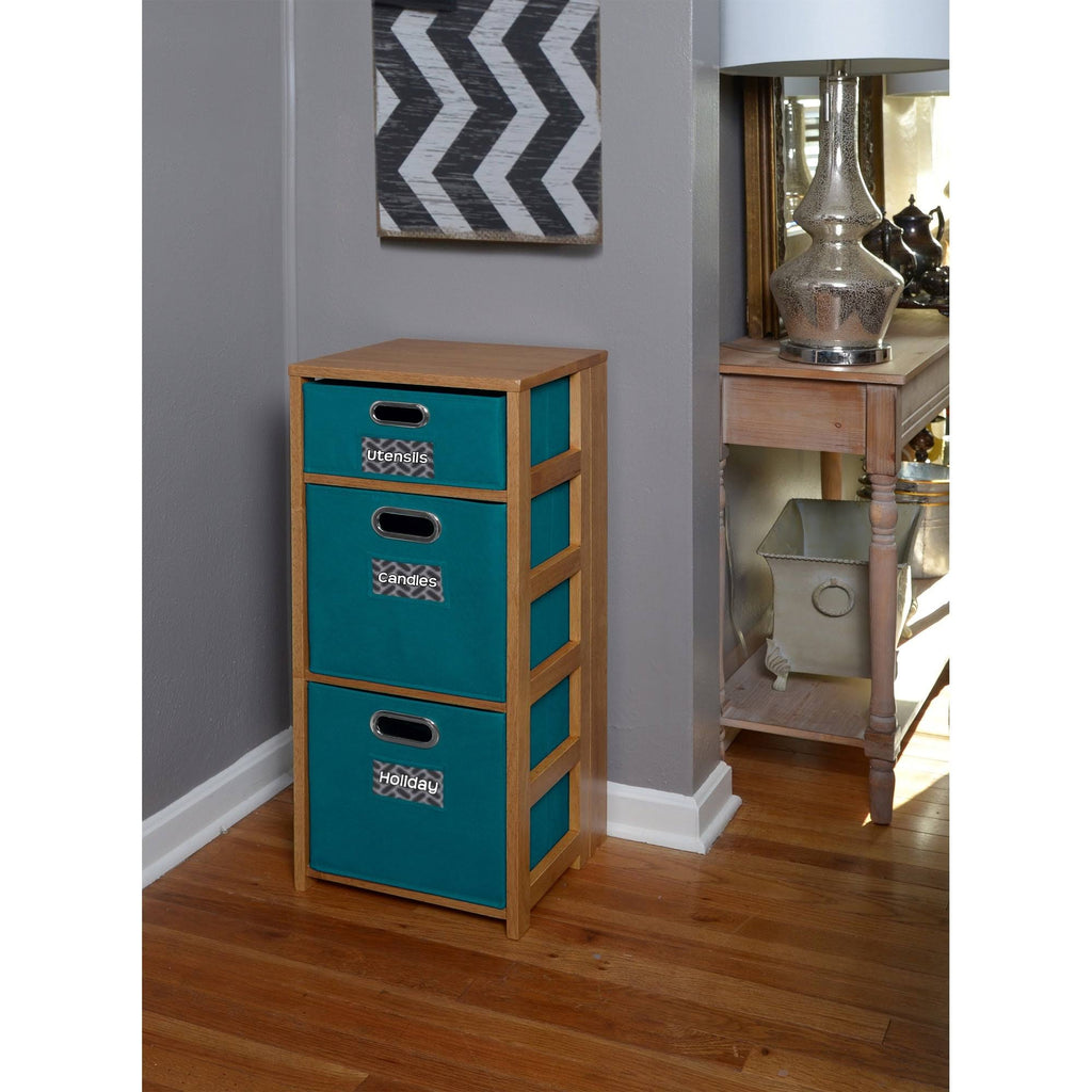Square Folding Bookcase with Fabric Bins F49121