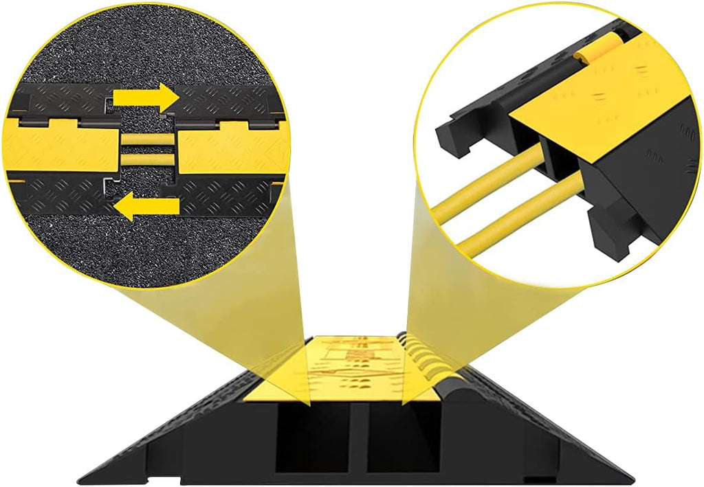 3Pack 39inch Traffic Speed Bumps Cable Protector, 11000lbs per Axle Capacity Rubber Pack of 2 K31011