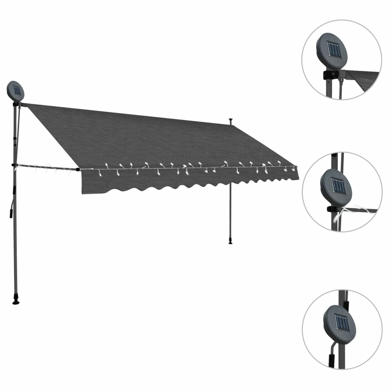 Manual Retractable Awning with 157.5" Anthracite D216855