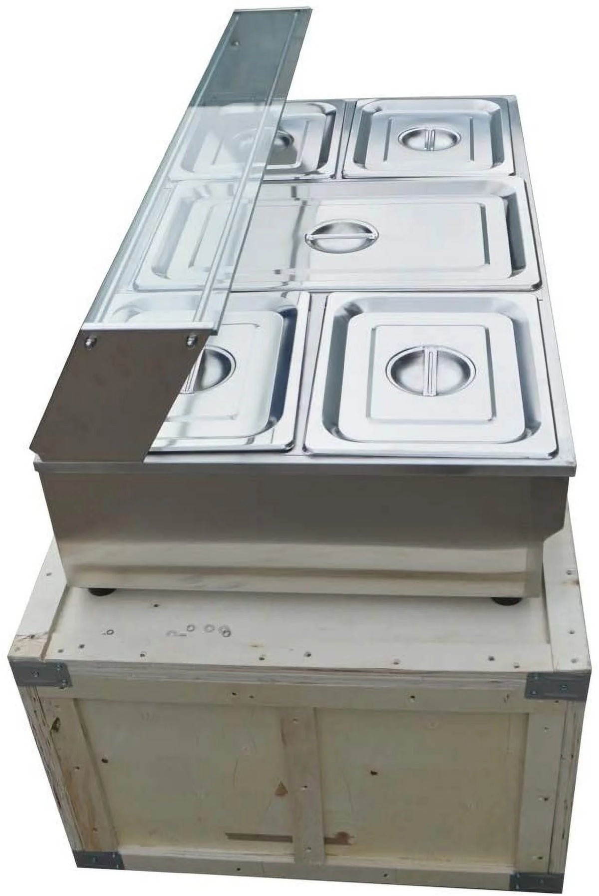 5-Pot Commercial Buffet Food Warmer with Glass Shield X49378