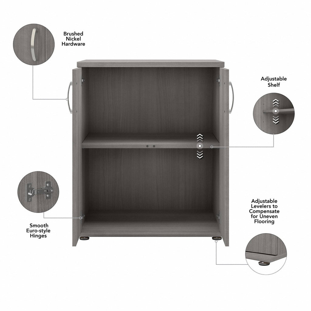 Storm Gray Floor Storage Cabinet with Doors and Shelves K62222