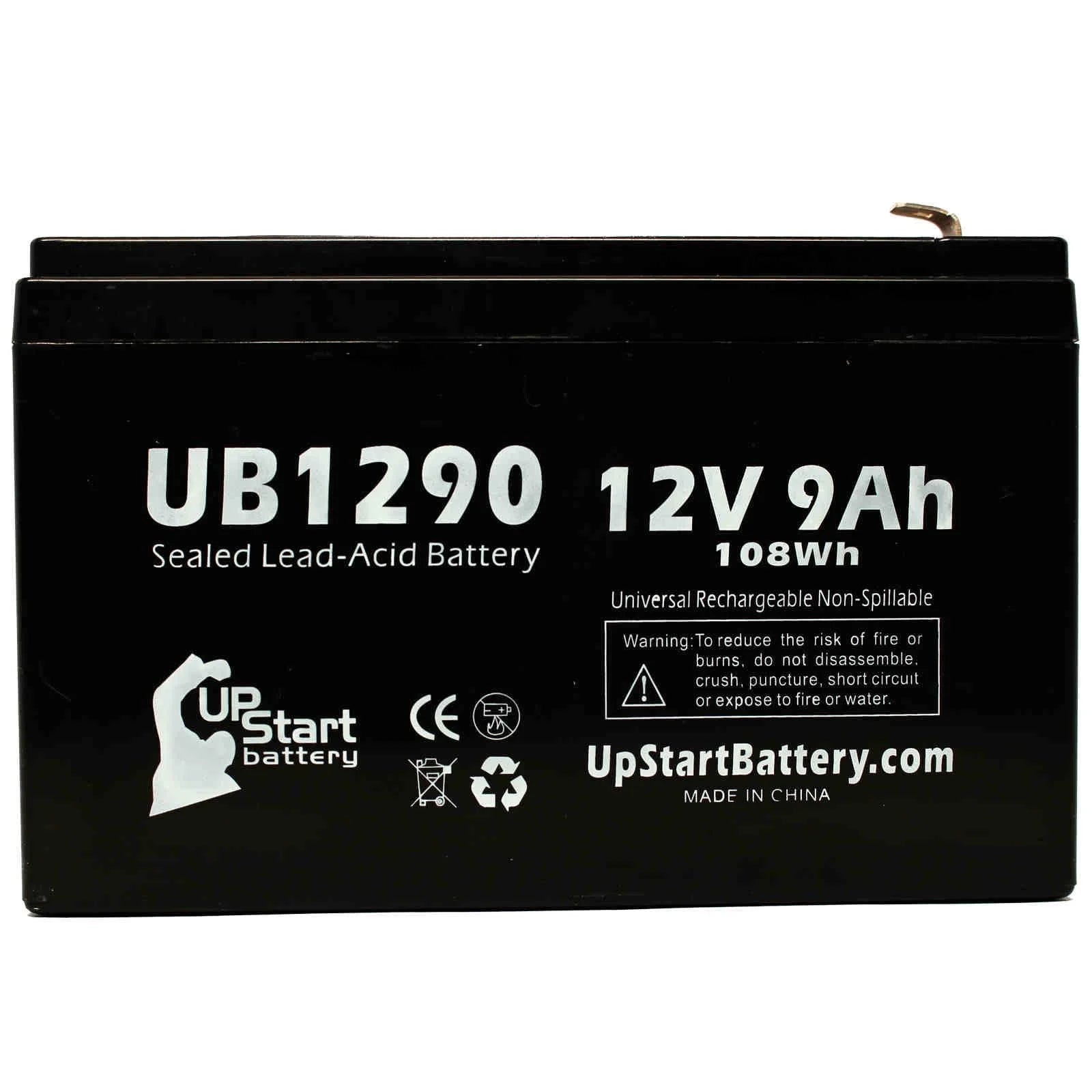 2x Pack 12V 9Ah Sealed Lead Acid Battery with F1 Terminal Adapters R5932