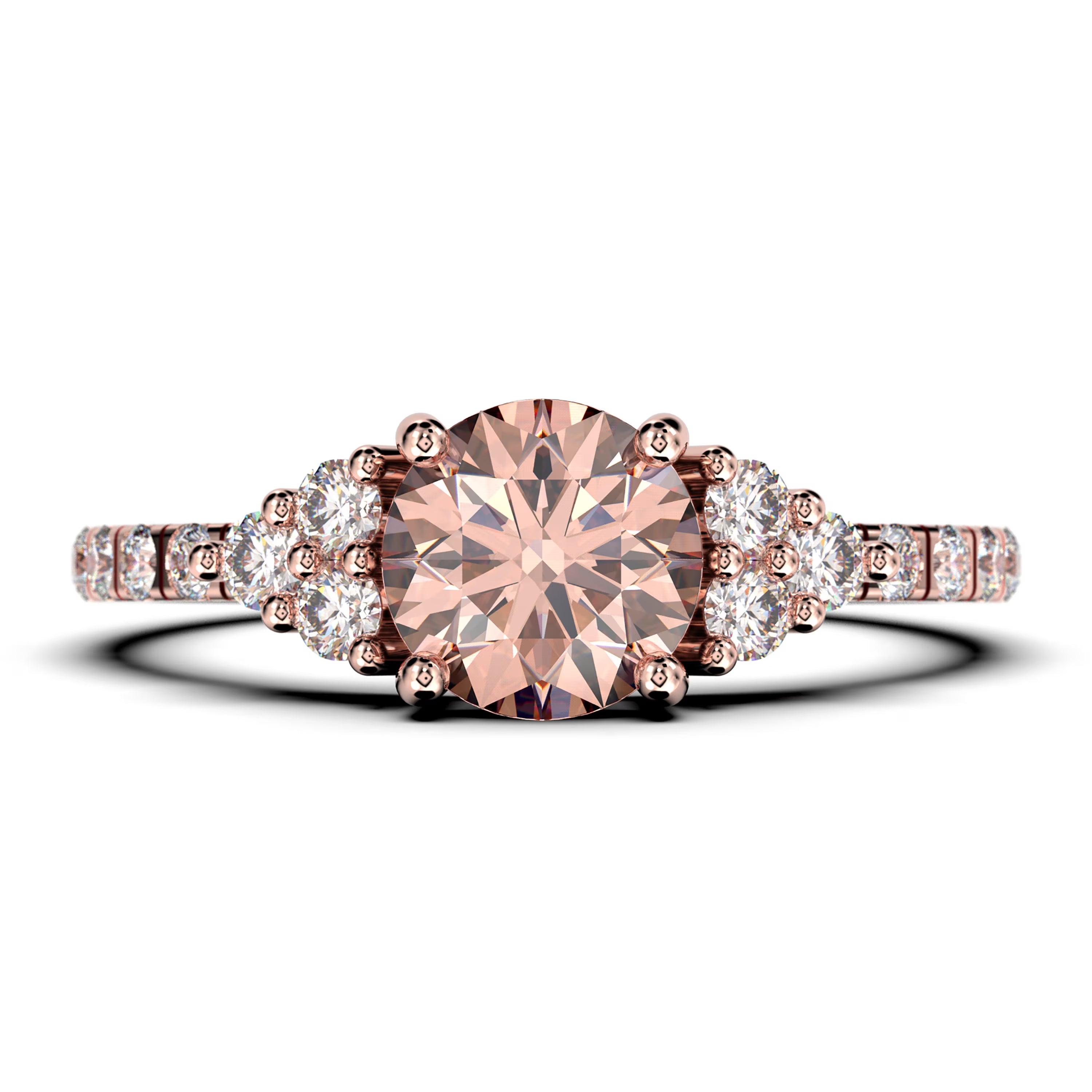 1.25 Carat Round Cut Morganite And Diamond Moissanite Engagement Ring in 925 Sterling Silver With 18k Rose Gold Plating W959943