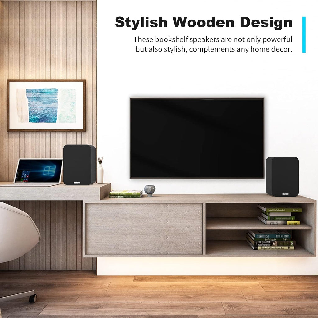 Bluetooth Bookshelf Active Speakers, 50W RMS, Pair, Black W578678