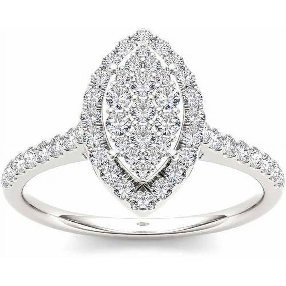 3/4 Carat T.W. Diamond 10kt White Gold Pear-Shape Cluster Engagement Ring A431599