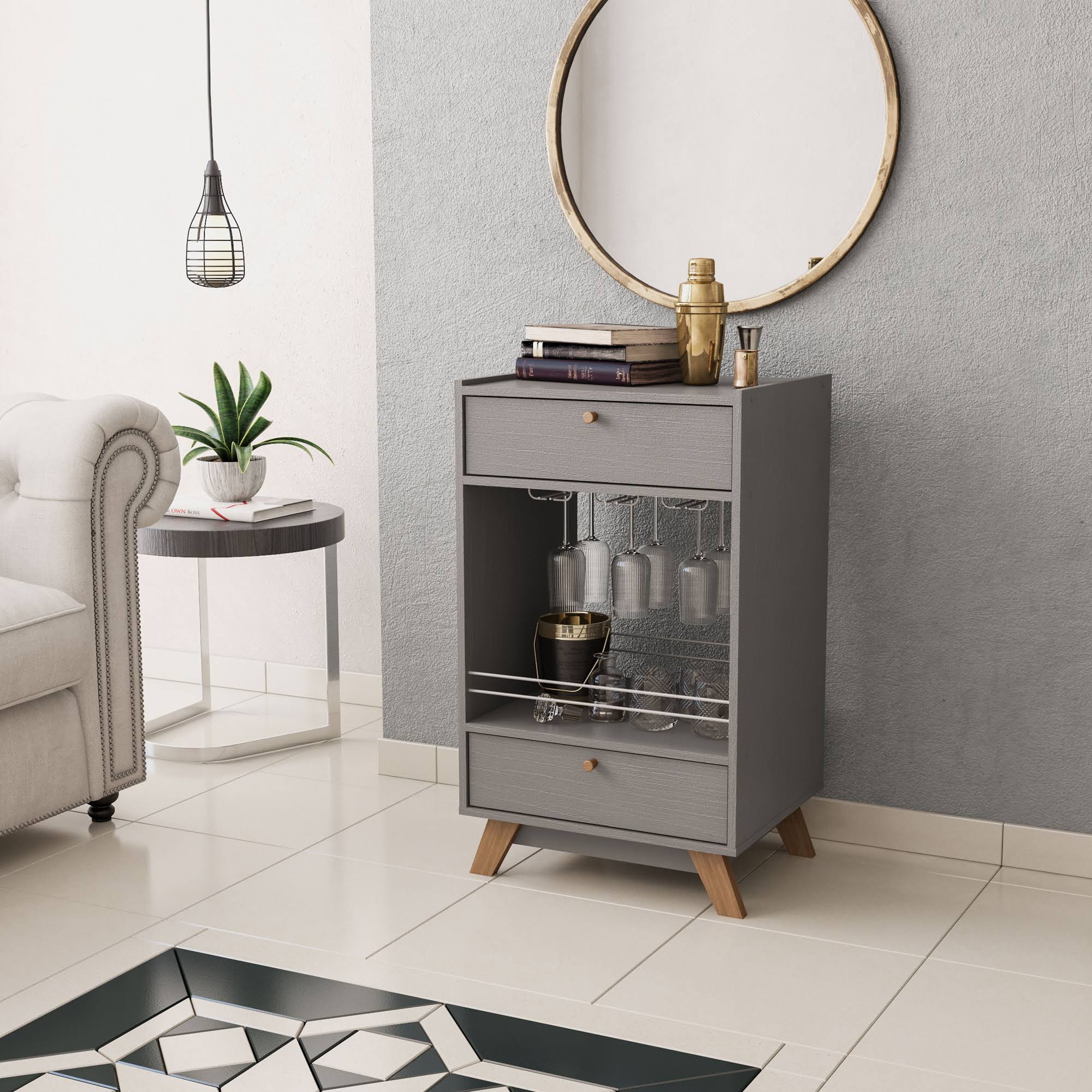 Mini Bar Cabinet with 2 Drawers and 1 Shelf F728414