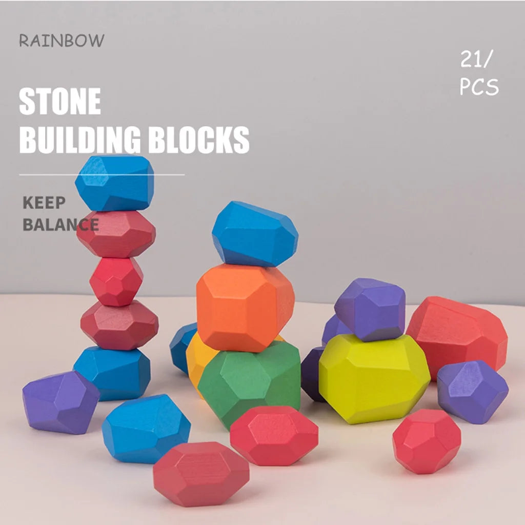 Wooden Stone Building Block Toy Stacking Game Toy M70845