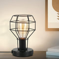 Black Industrial Table Lamp with USB Ports and AC Outlet X1084