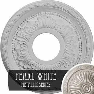 12 1/8x22OD x 3 1/2x22ID x 1x22P Hand-Painted Pearl White Ceiling Medallion G904349