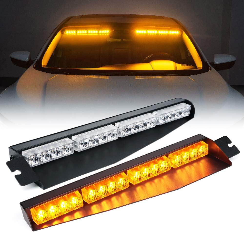 Amber White LED Visor Strobe Light Bar O4641