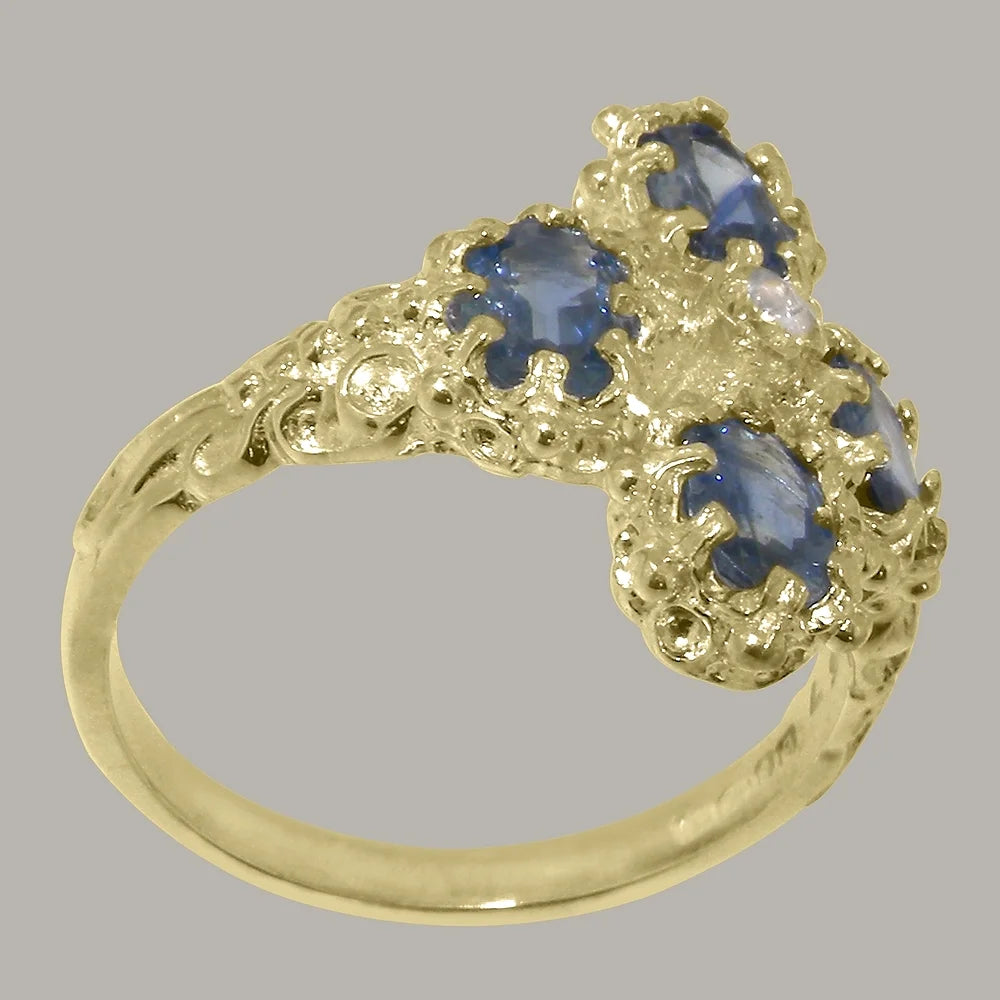 9k Yellow Gold Diamond & Sapphire Statement Ring D589