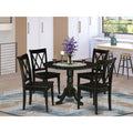 5pc Round Dining Table with Two Drop Leaves and Four Wood Seat Chairs Z83879