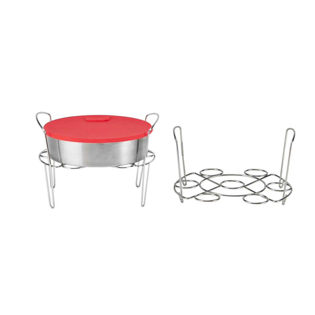 Stainless Steel Pan with Lid and Wire Egg Racks Set of 2 Z511027