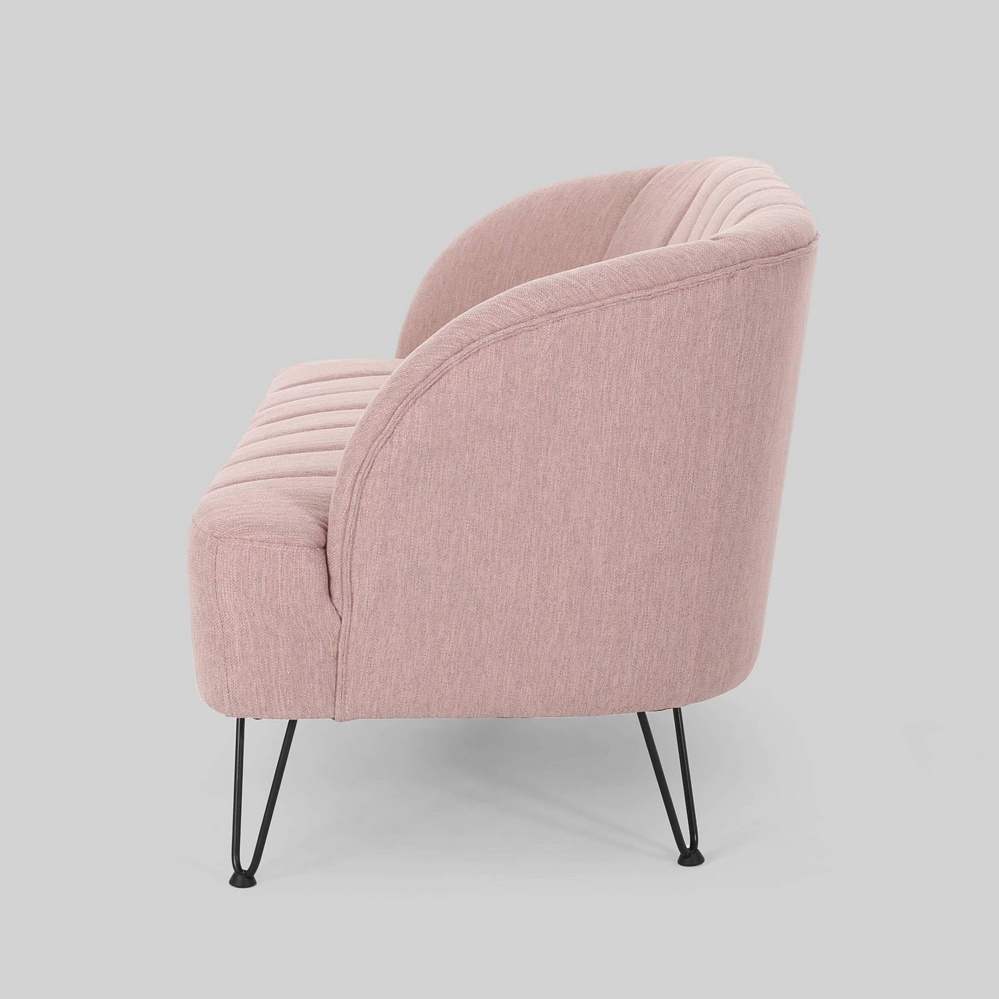 Light Blush Polyester Fabric Loveseat with Hairpin Legs Y263509