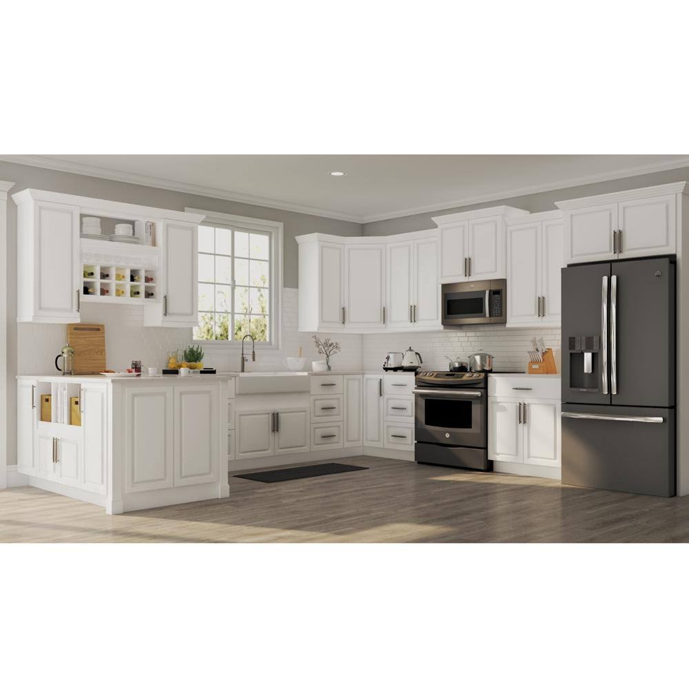 Assembled 36x34.5x24 in. Pots and Pans Drawer Base Kitchen Cabinet in Satin White R9689