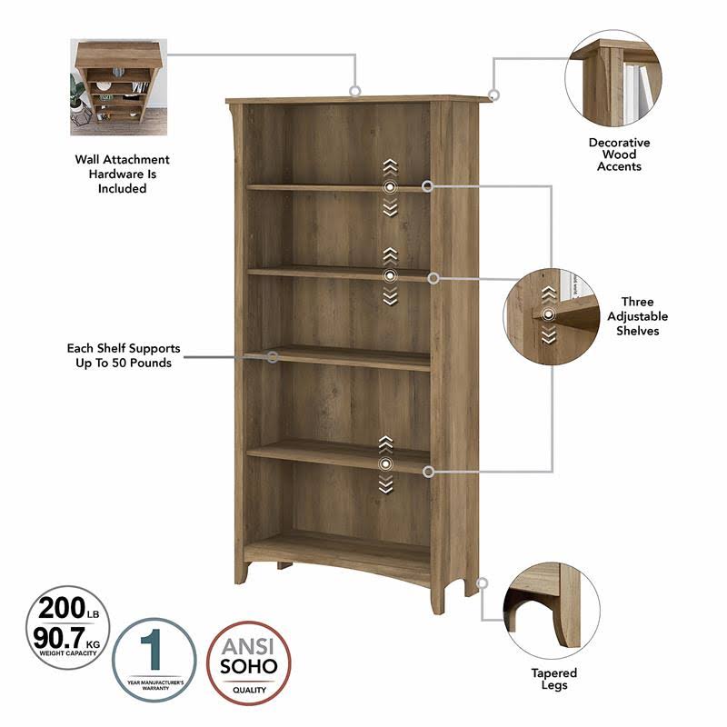 Mission Desk with Hutch, Lateral File Cabinet and 5 Shelf Bookcase Y219521