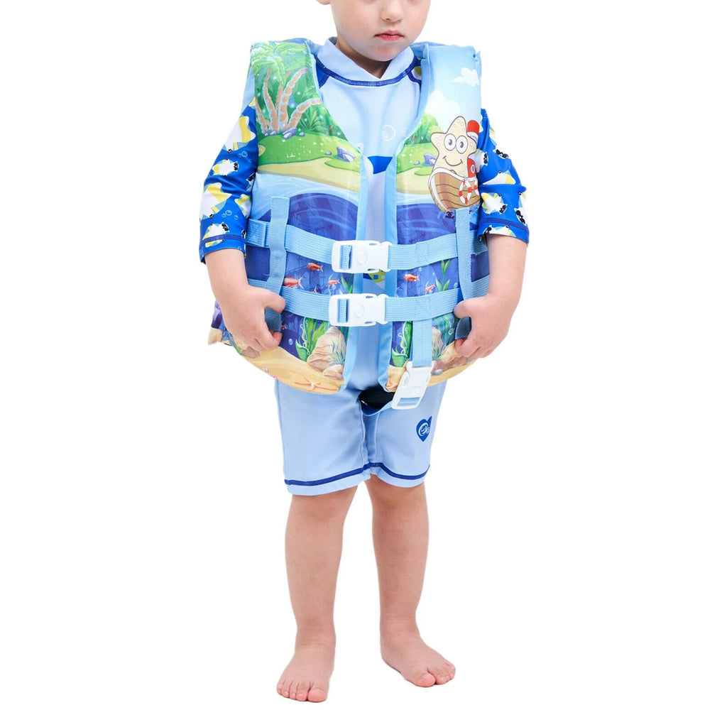 Kids Swimming Life Vest Cartoon Animals Print Life Jacket With Lockable Buckles O824