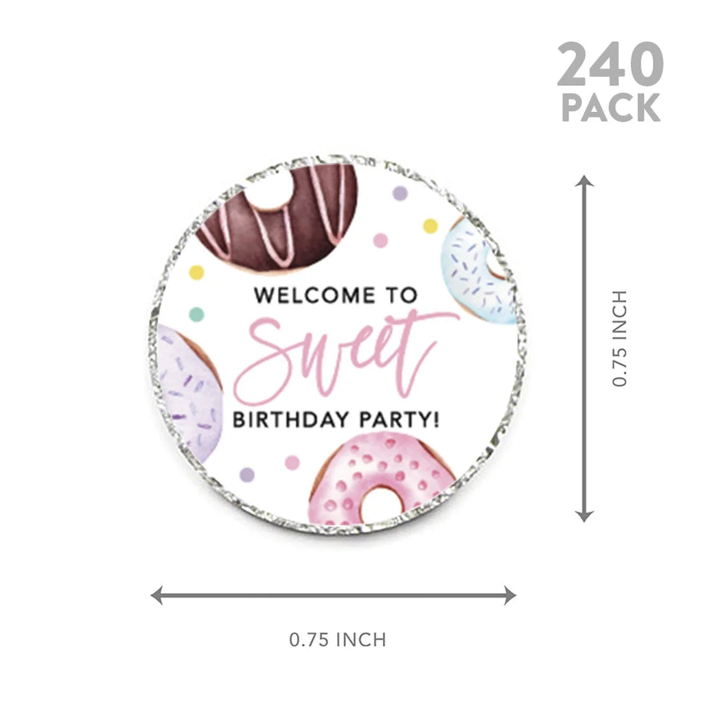 240-Pk Donut Theme Chocolate Drop Label Stickers V4818