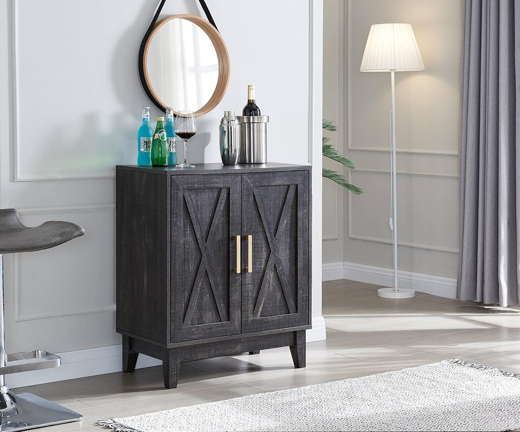 White Small Cabinet Sideboard with Wood Doors Y737