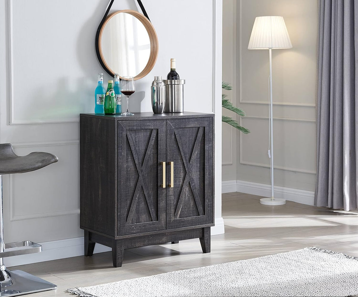 White Small Cabinet Sideboard with Wood Doors Y737