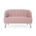 Light Blush Polyester Fabric Loveseat with Hairpin Legs Y263509