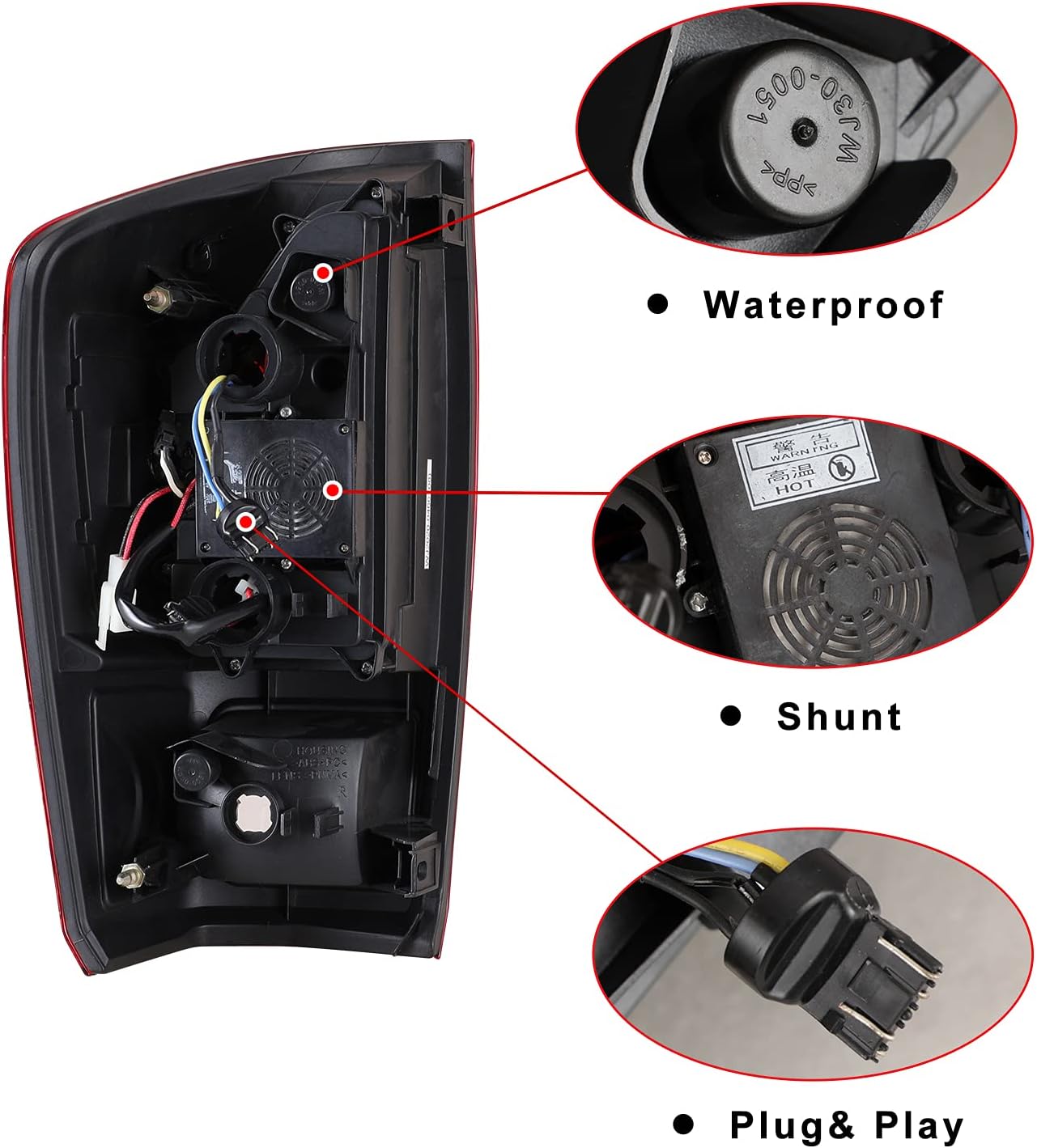 Black Housing Red Lens LED Tail Lights for Toyota Tacoma P302190