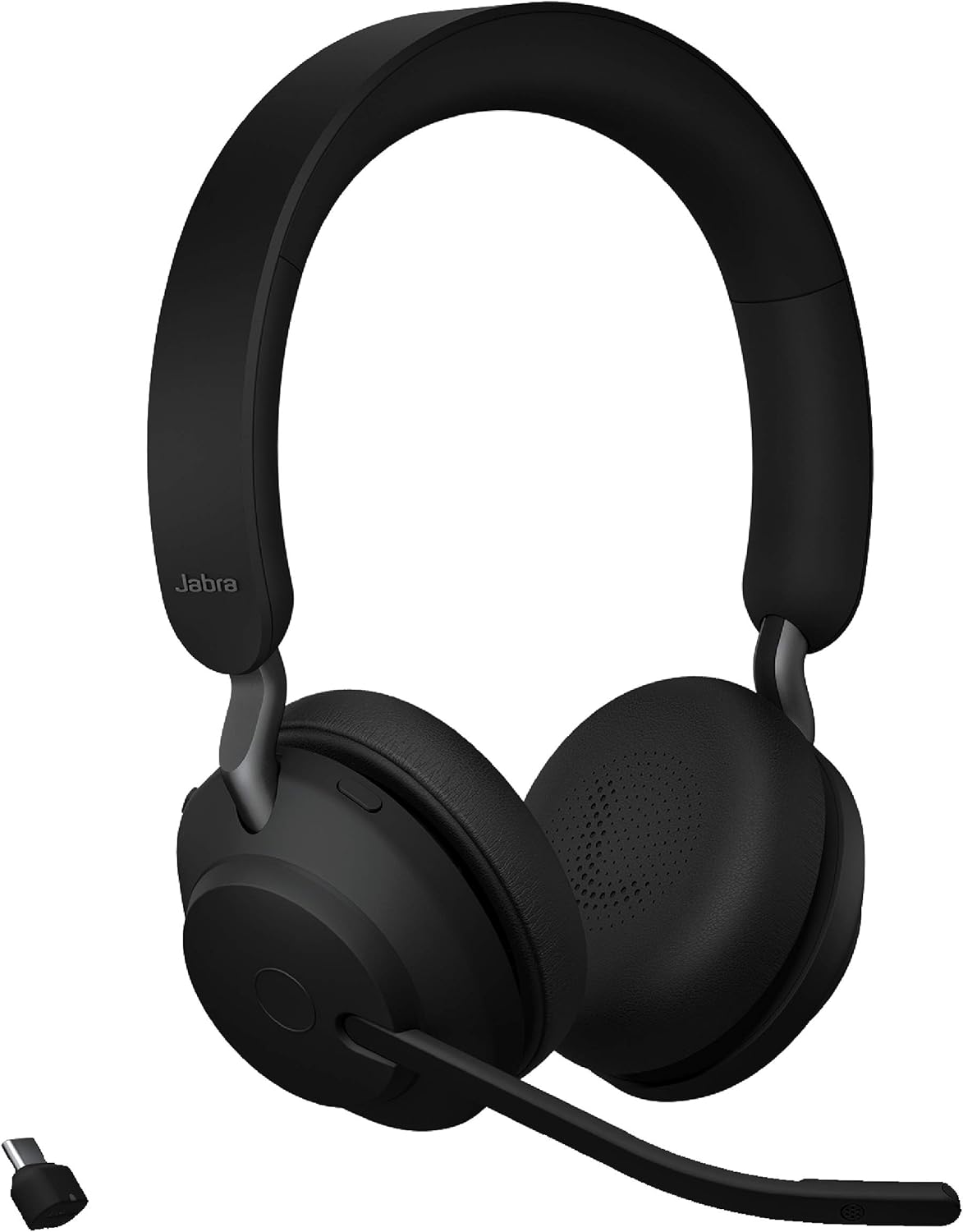 Jabra Evolve2 65 MS Wireless Headphones with Link380c, Stereo, Black – Wireless Bluetooth Headset for Calls and Music, 37 Hours of Battery Life, Passive Noise Cancelling Headphones G443439