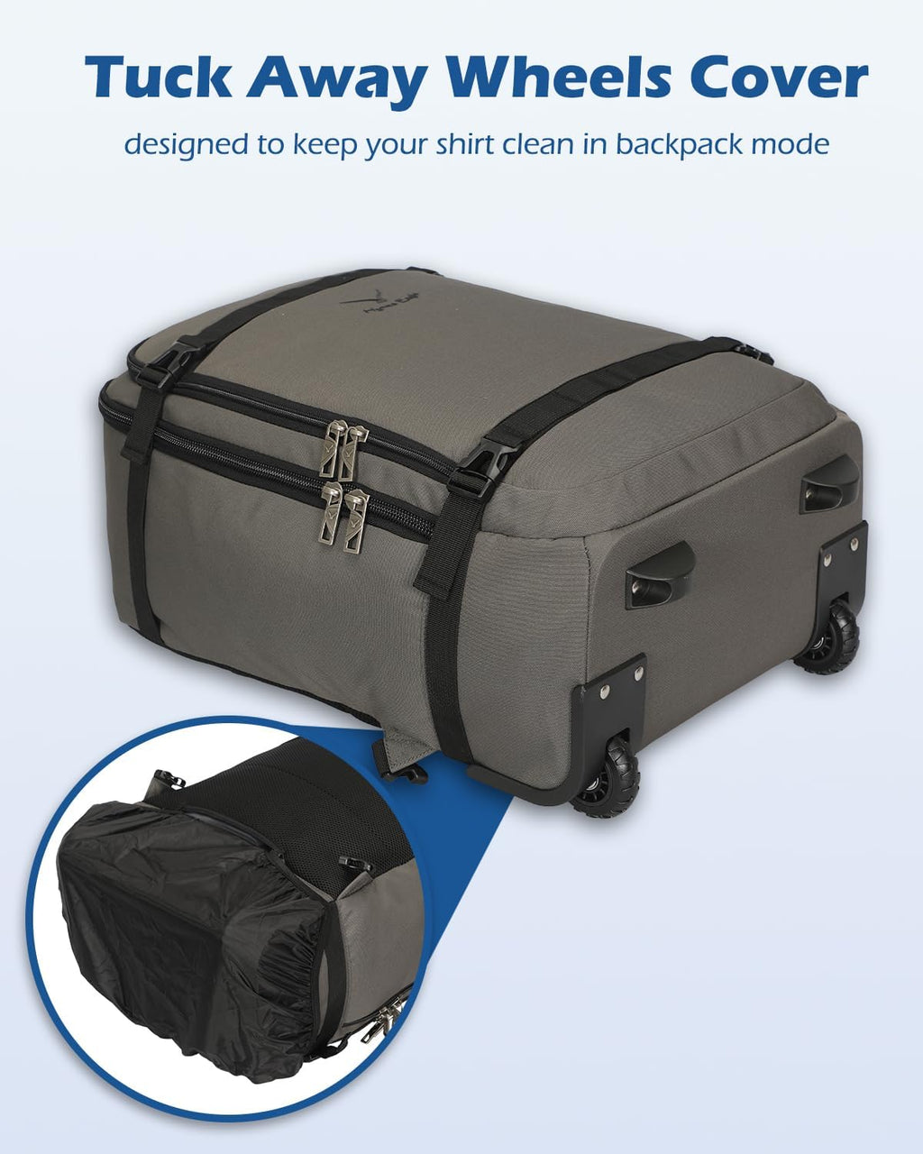 42L Rolling Backpack Navy Blue with Grey O7744