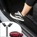 Matte Carbon Fiber Pattern Door Sill Protector Cover ABS 4 pcs Q957