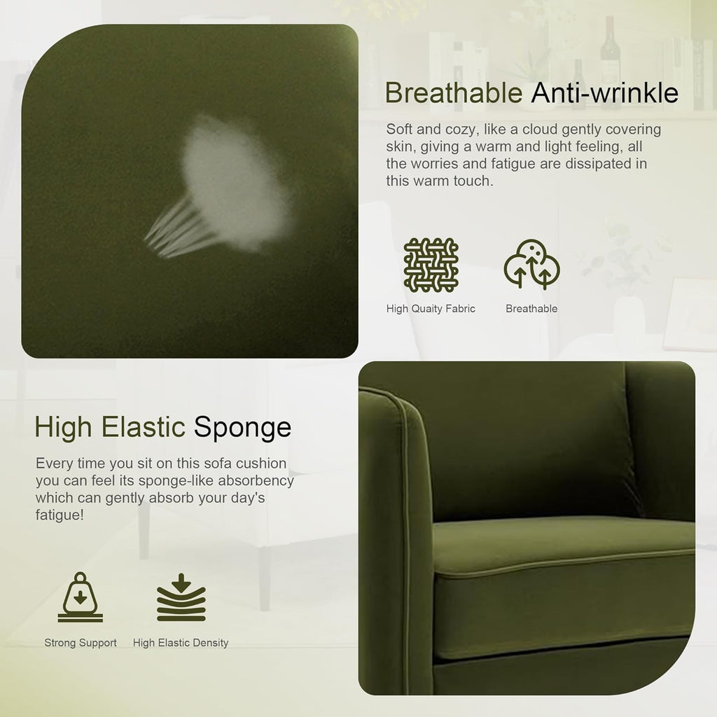 Olive Green Velvet Accent Chair H530