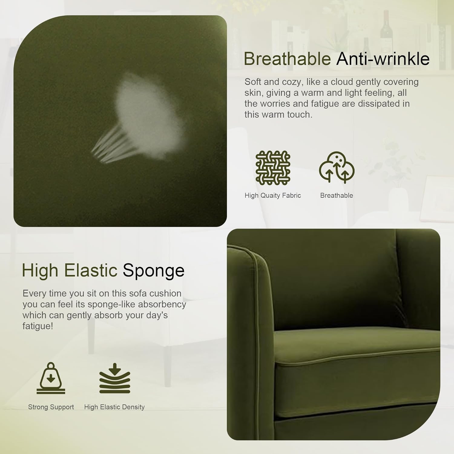 Olive Green Velvet Accent Chair H530