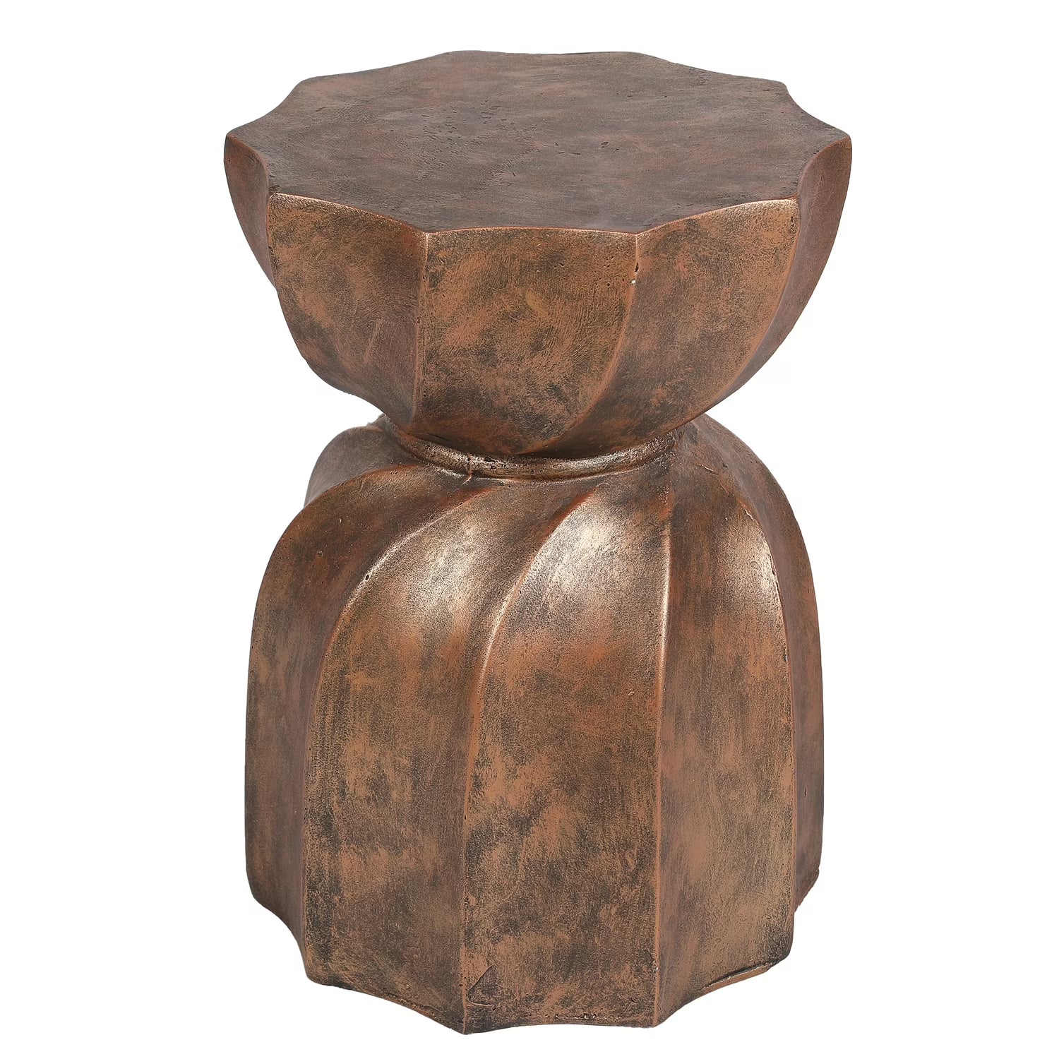 Weathered Copper Cement Stool And Side Table H975