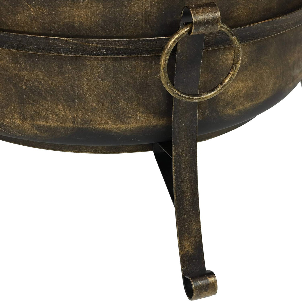 24-Inch Wood-Burning Fire Pit with Spark Screen and Metal Grate G419735