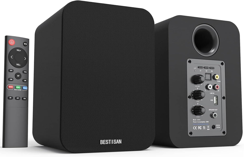 Bluetooth Bookshelf Active Speakers, 50W RMS, Pair, Black W578678
