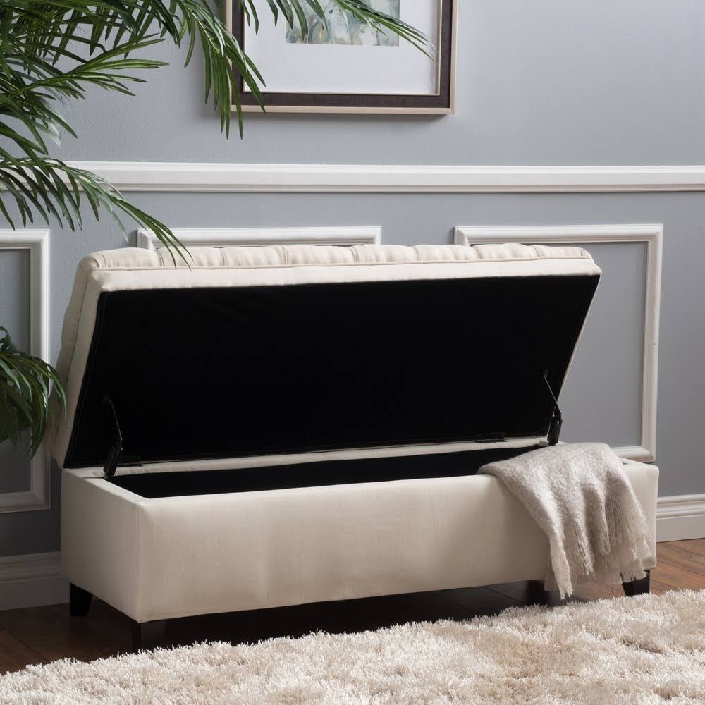 Tufted Fabric Storage Ottoman Bench A620