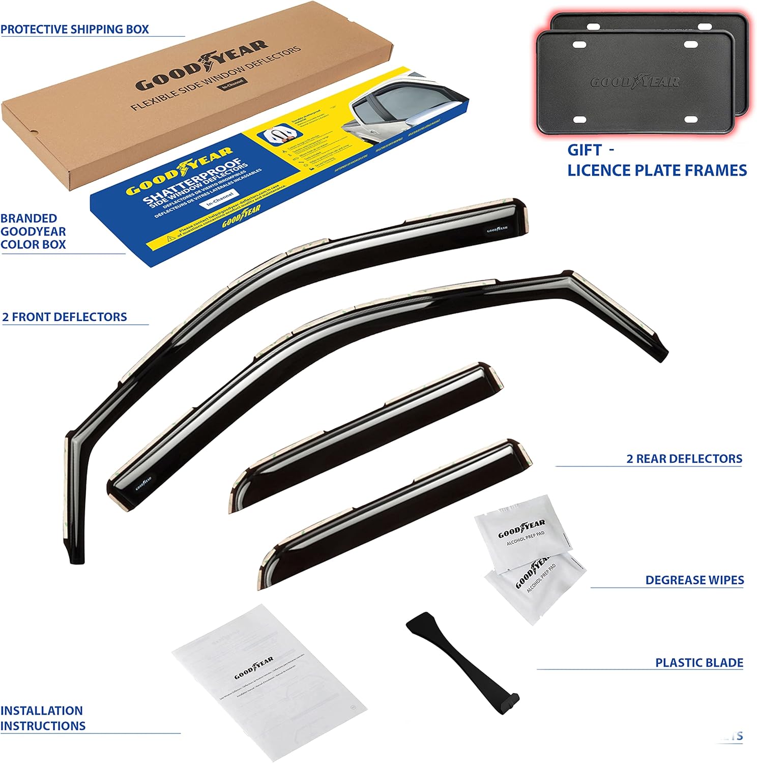 4 pcs in-Channel Window Deflectors for Dodge RAM 1500 Quad Cab P67359