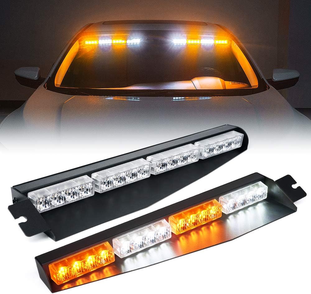 Amber White LED Visor Strobe Light Bar O4641