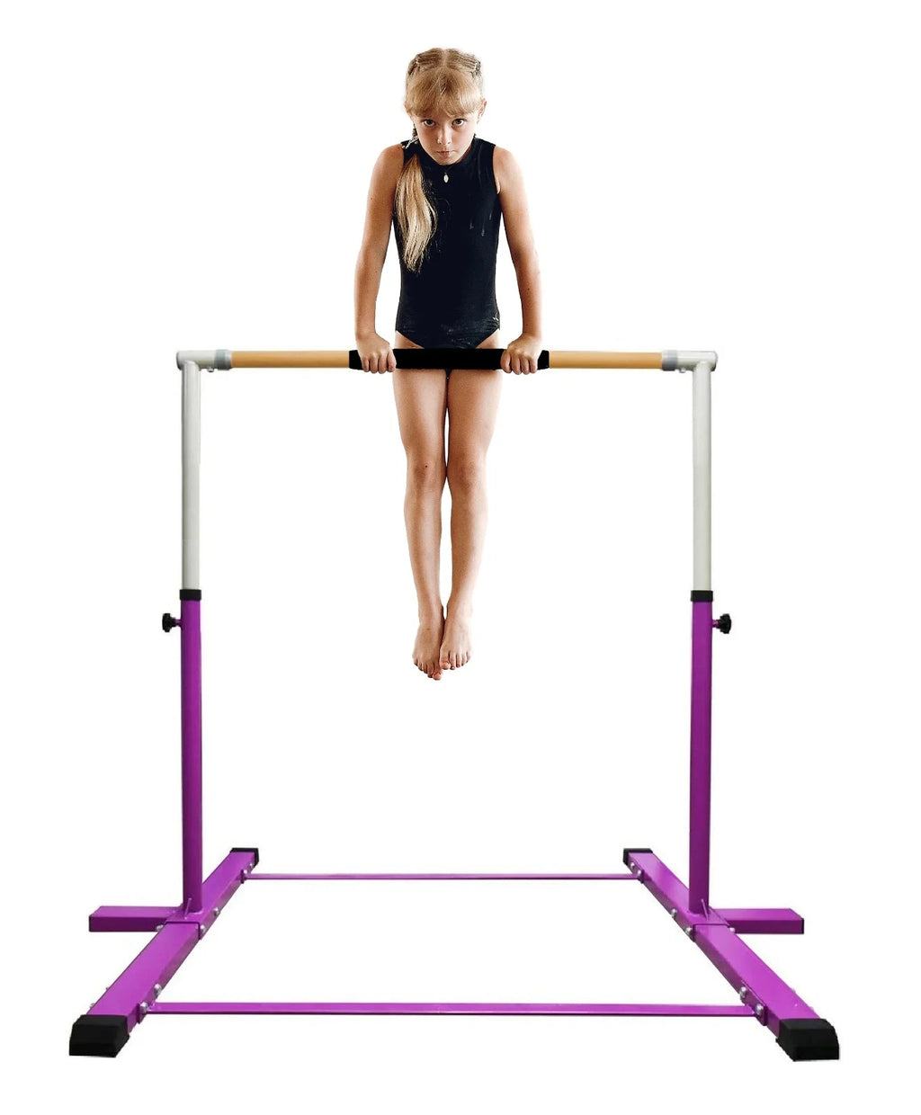 Purple 3 in 1 Height Adjustable Gymnastics Bar Set with Mat and Balance Beam H597