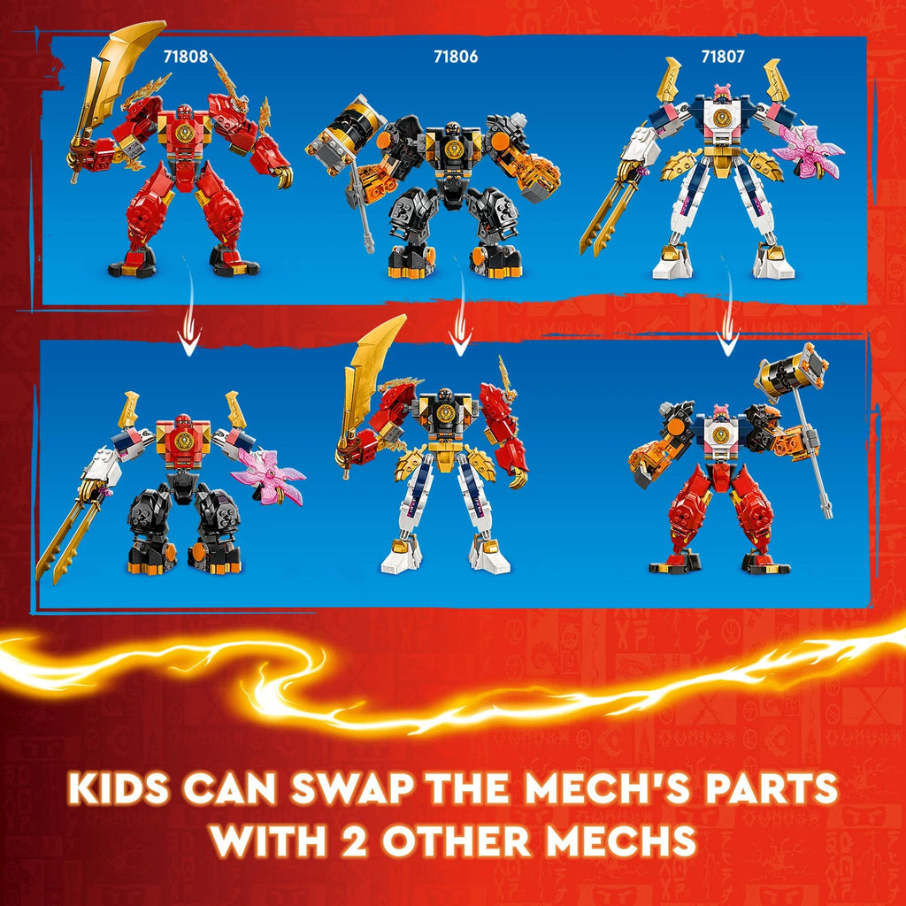 LEGO NINJAGO Kai’s Elemental Fire Mech Action Figure, Mini Ninja Toy with Red Ninja Figure plus Kai and Zane Minifigures, Adventure Set for Boys and Girls Ages 7 and Up B64118