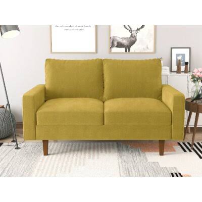 Golden Rod Velvet Square Arm Loveseat O2723