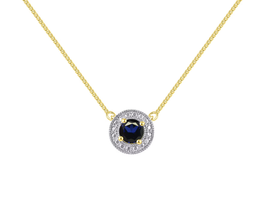 Yellow Gold Plated Silver 925 Halo Necklace with Genuine Diamonds B2720