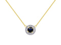 Yellow Gold Plated Silver 925 Halo Necklace with Genuine Diamonds B2720