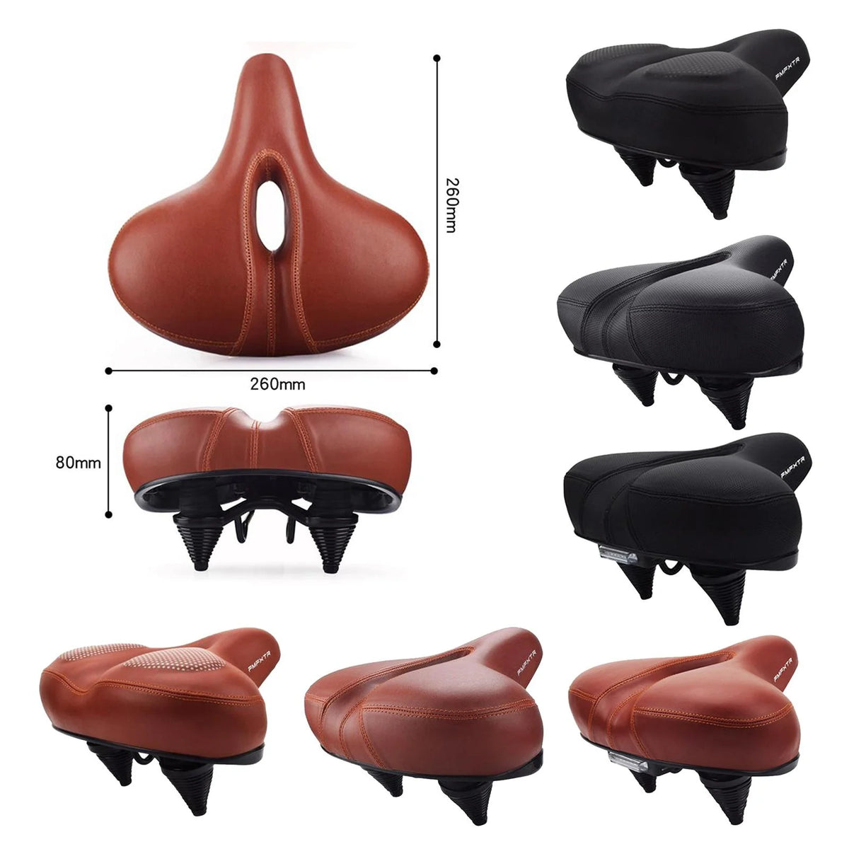Brown Gel Waterproof Bike Seat Cushion with Taillight G614