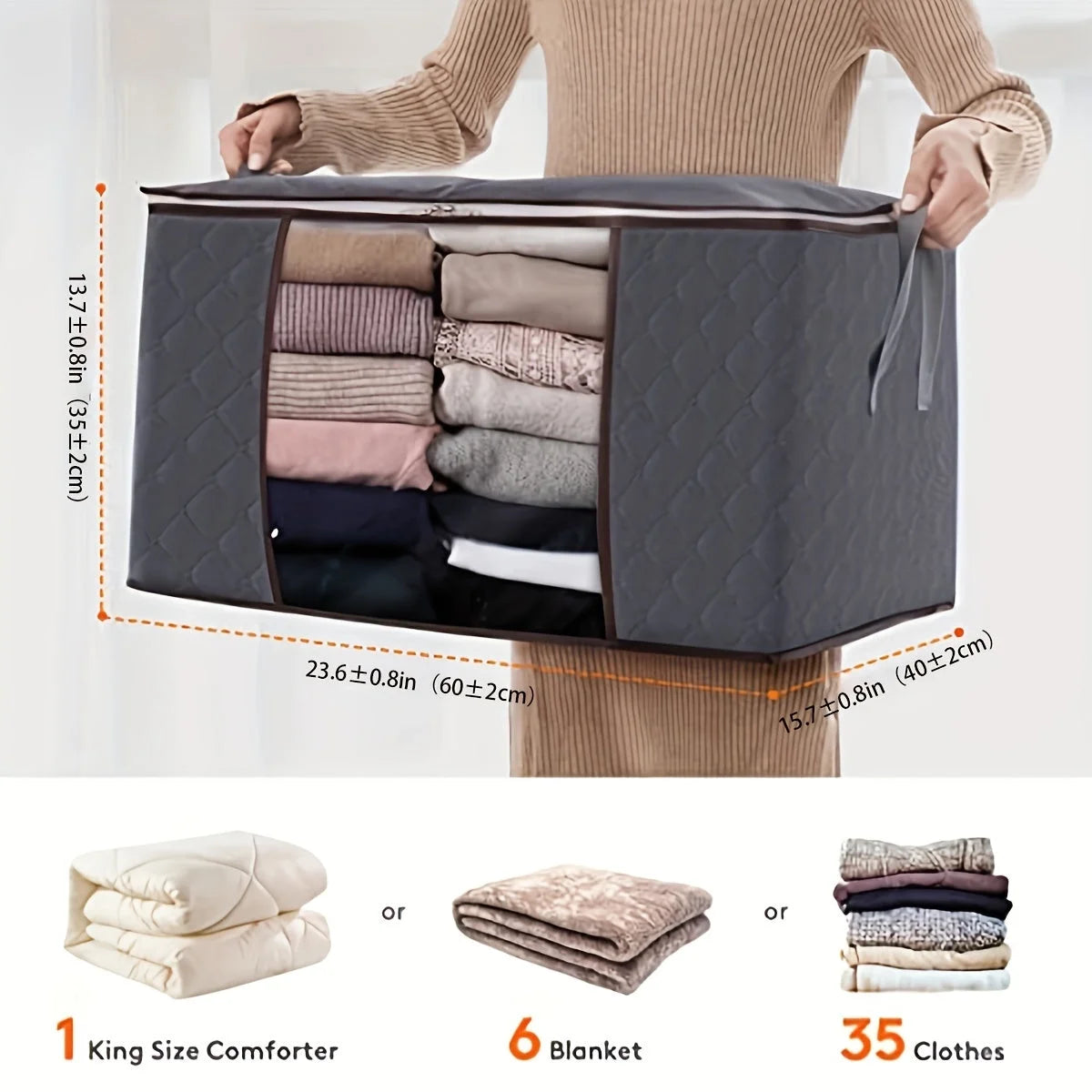 Grey 3 Pack Large Storage Bags with Reinforced Handles W135719