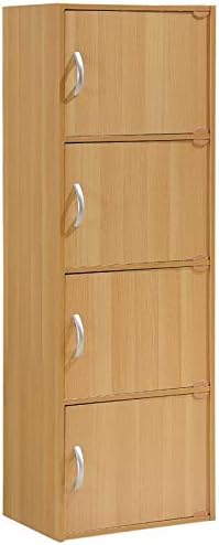 4 Shelf 4 Door Bookcase in Beech N334