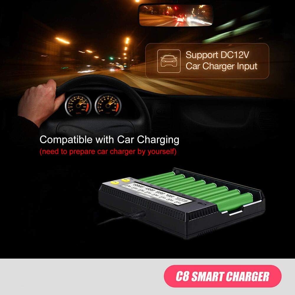 8-Bay Smart Battery Charger with LCD Display O6035