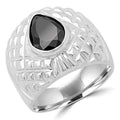 Pear Black Diamond Solitaire Engagement Ring in 10K White Gold C323079