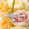 1.15 Carat Pear Cut Morganite And Diamond Moissanite Engagement Ring in 925 Sterling Silver With 18k White Gold Plating I27478