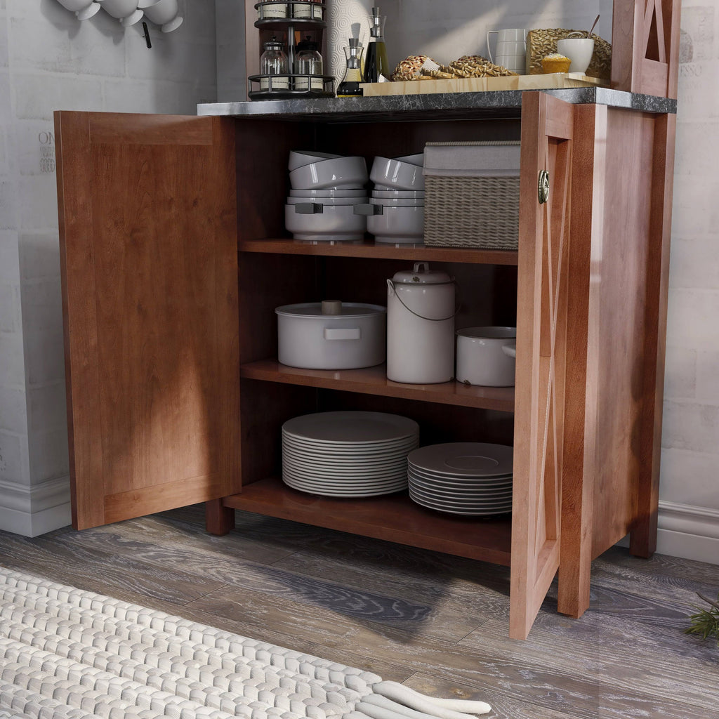 Rustic Walnut Kitchen Storage Hutch Z9557