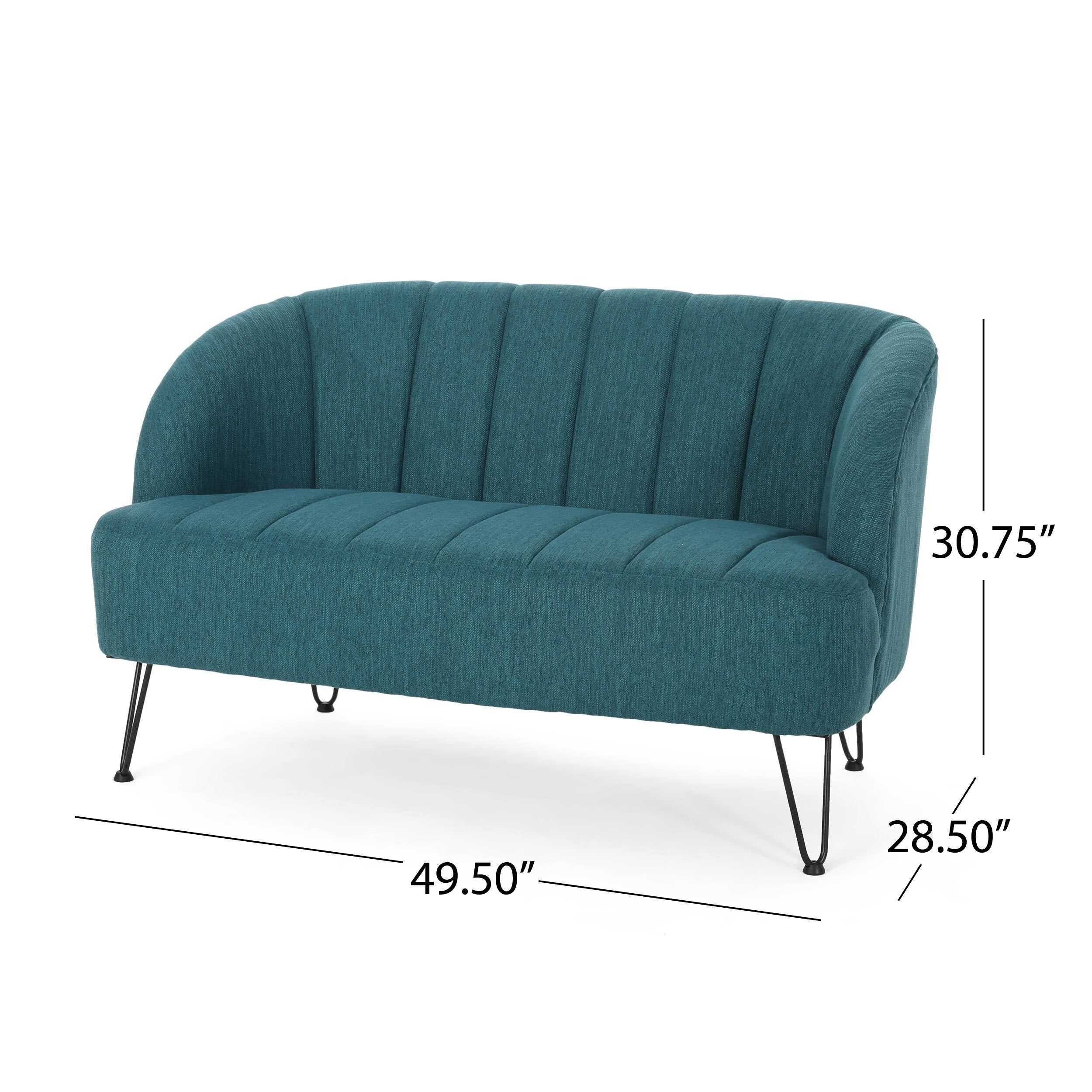 Light Blush Polyester Fabric Loveseat with Hairpin Legs Y263509